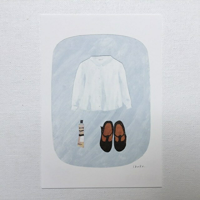 nishishuku 西淑　ポストカード　白いシャツ　靴　チューブ