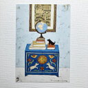 Yoko Matsumoto　マツモトヨーコ　ポストカード　「青い星の話」地球儀　ブルーのサイドボード　本　フレーム