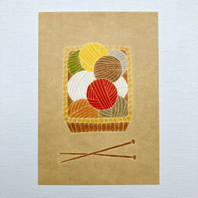 Eriko Ito　伊藤絵里子　ポストカード　毛糸　レクタングルバスケット