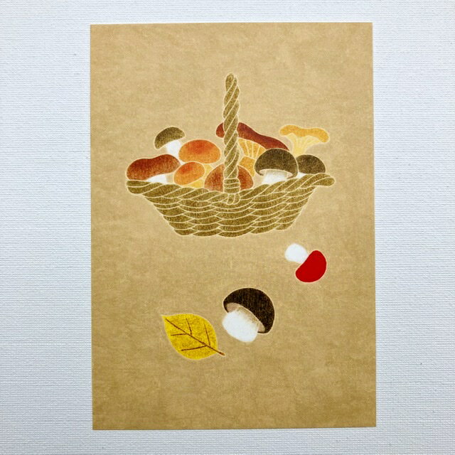 Eriko Ito　伊藤絵里子　ポストカード　きのこ　バスケット