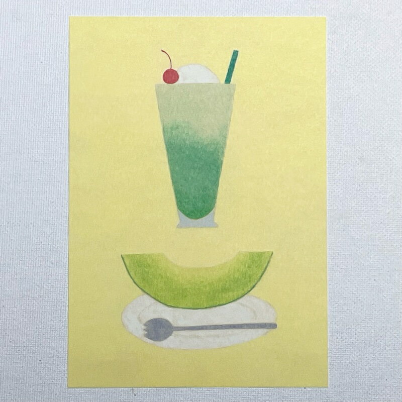 Eriko Ito　伊藤絵里子　ポストカード　メロン　クリームソーダ／イラストレーター　おしゃれ　絵はがき