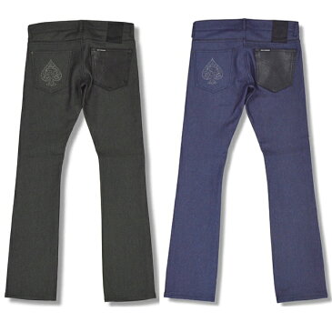 【50%OFF 半額SALE】SMACK ENGINEER / スマックエンジニア「LEATHER PILE DENIM SC」ストレッチデニムパンツ ジーパン ジーンズ 黒 ブラック インディゴブルー レザー 本革 スカル ドクロ スペード メンズ レディース ROCK PUNK ギフトラッピング無料 ステージ衣装 Rogia