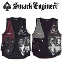 【30 OFF SALE】SMACK ENGINEER / スマックエンジニア「SCRAP VEST」ベスト ジレ 星 スター 水玉 ドット柄 黒白赤 ブラック ホワイト ワインレッド スカル ドクロ スペード メンズ レディース ROCK PUNK ロック パンク 富田翔 ギフトラッピング無料 ステージ衣装 Rogia