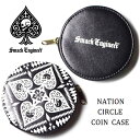 SMACK ENGINEER / スマックエンジニア「NATION CIRCLE COIN CASE」コインケース 小銭入れ ミニ財布 サイフ ウォレット コンパクト PUレザー 黒白 ブラック スカル ドクロ スペード メンズ レディース ROCK PUNK ロック パンク バンド ギフトラッピング無料 衣装 Rogia