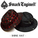 【20%OFF SALE】SMACK ENGINEER / スマックエンジニア「SHINE HAT」バケットハット ポークパイハット 帽子 ジャガード生地 黒ブ...
