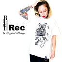 Rec by Royal Pussy / レック バイ ロイヤルプッシー「TAPE CAT TEE WHITE」Tシャツ 半袖 白黒 ホワイト ブラック 猫 ネコ キャット Dカン クルーネック メンズレディース パンクロック PUNKROCK バンド V系 ストリート 川村カオリ ギフトラッピング無料 ステージ衣装 Rogia