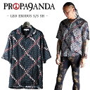 【20 OFF SALE】PROPA9ANDA / プロパガンダ「LEO EXODUS S/S SH」半袖シャツ 豹柄 ヒョウ柄 レオパード オープンカラーシャツ ライトグレー チャコール 黒 白 ブラック ホワイト スカル ドクロ メンズ レディース 大きい UK パンクロック PUNKROCK バンド ステージ衣装 Rogia