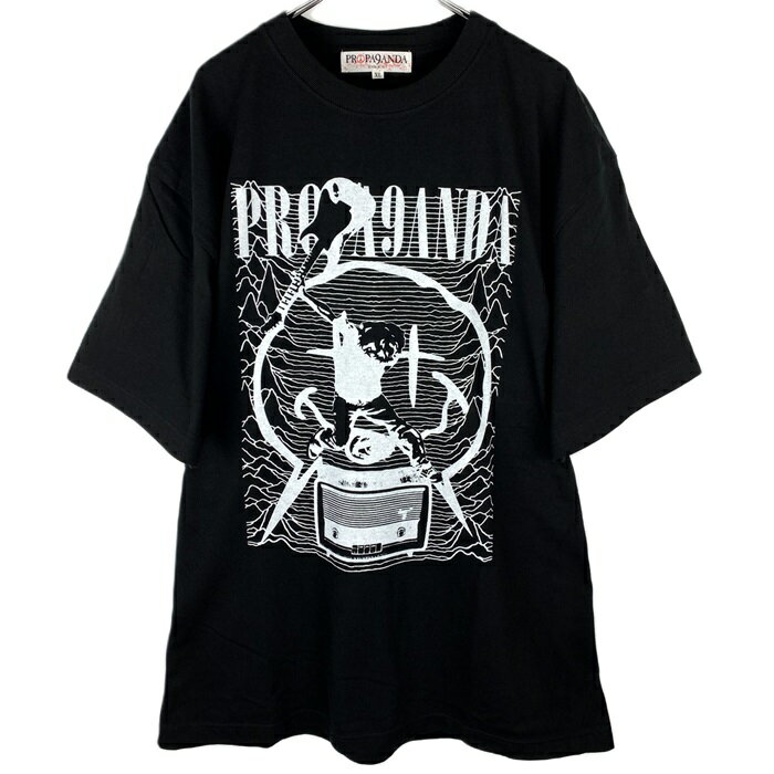 PROPA9ANDA / プロパガンダ「SMELLS LIKE DESTROCK TEE」半袖Tシャツ オーバーサイズ ニコちゃん スマイル ギター ワンピース 五分袖 黒 ブラック 白 ホワイト プリント クルーネック メンズレディース 大きい パンクロック PUNK ROCK バンド ギフト無料 ステージ衣装 Rogia