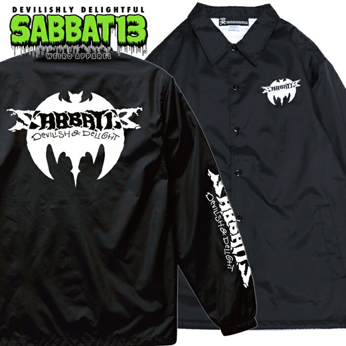 Rakuten - SABBAT13 / サバトサーティーン / サバト13「VAMP BAT COACH JKT」コーチジャケット ナイロンジャンパー 黒 ブラック メンズ レディース コウモリ バットマン オーバーサイズ スケーター ストリート バックプリント PUNKROCK パンクロック バンド ステージ衣装 フェス Rogia