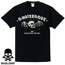 SKULLSHIT / スカルシット「 Bat Skull T-sh」Tシャツ 半袖 黒 白 ブラック ホワイト Yuzuru Namiki コウモリ ドクロ メンズ レディース ROCK PUNK ロック パンク バンド フェス 骸骨祭り ギフトラッピング無料 ステージ衣装 Rogia