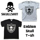 SKULLSHIT / スカルシット「Emblem Skull T-sh」Tシャツ 半袖 ドクロ メンズ レディース ロックT 黒 ブラック 白 ホワイト パンク バンド ROCK PUNK フェス ギフト 骸骨祭り ラッピング無料 ステージ衣装 Rogia