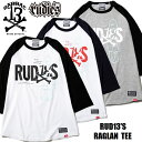 RUDIE'S × SABBAT13 / ルーディーズ × サバトサーティーン「RUD13'S RAGLAN T」限定コラボ ラグランTシャツ 七分袖 7分 蓄光プリント 黒白 ブラック ホワイト グレー ゴースト オバケ メンズレディース パンクロック PUNKROCK バンド フェス ギフト無料 ステージ衣装 Rogia