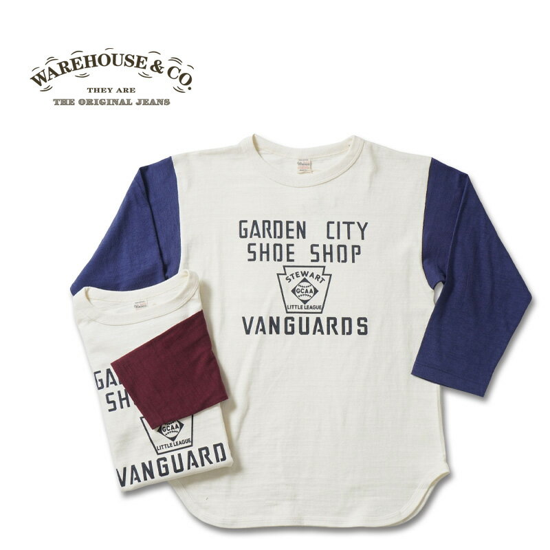 WAREHOUSE ウエアハウス7分袖 ベースボールTLot.4800"GARDEN CITY"4800-GARDEN(25SS)