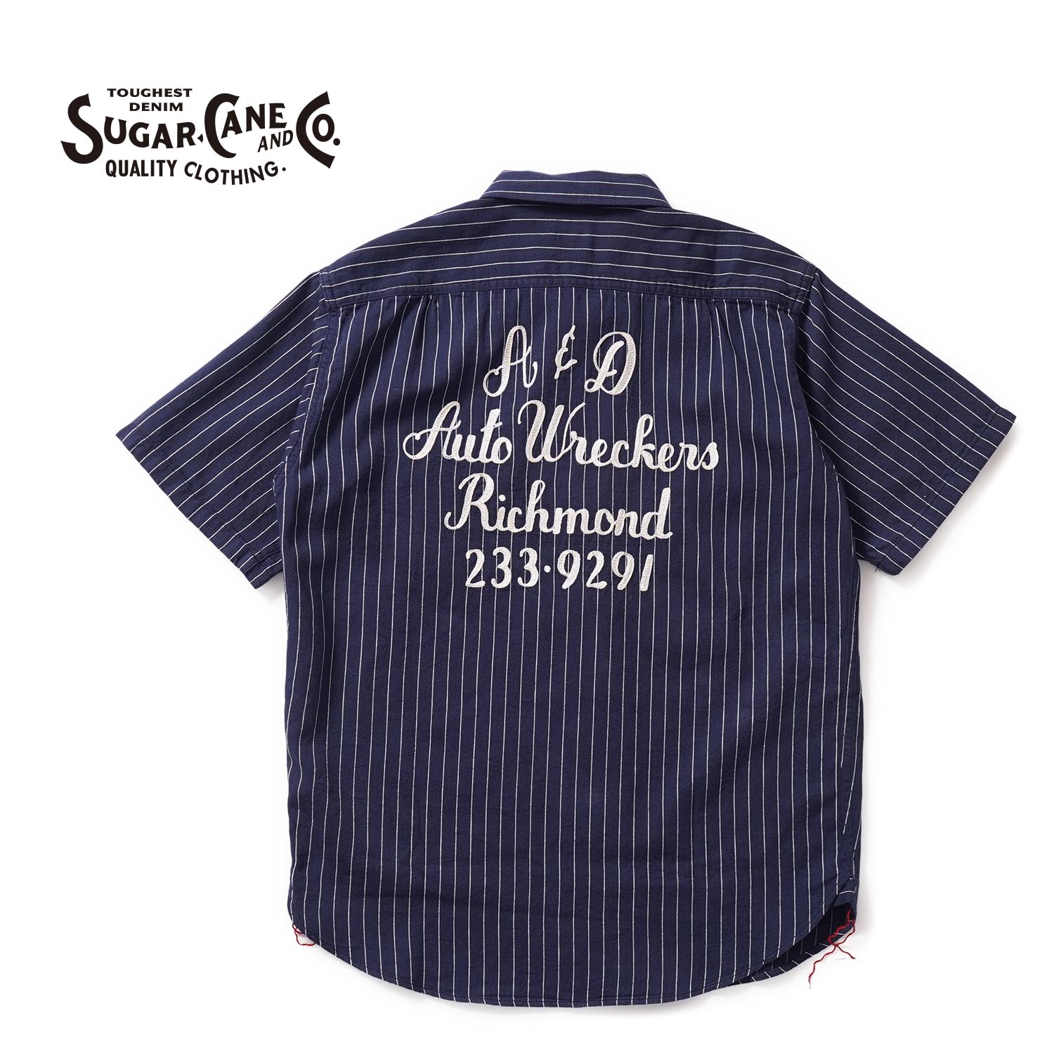 SUGAR CANE シュガーケーン半袖シャツ“COKE STRIPE WORK SHIRT with EMBROIDERED (SHORT SLEEVE)”SC39732