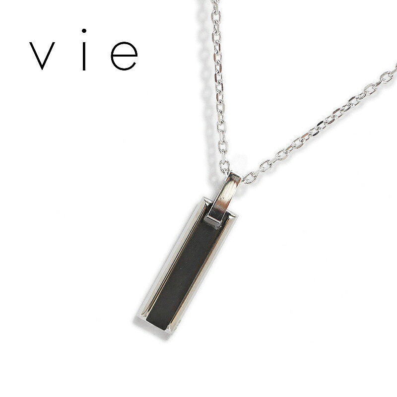 vie ヴィー ネックレスカラーラインプレートペンダント ブラック　金属アレルギー対応 アレルギーフリー ステンレス N1079BK