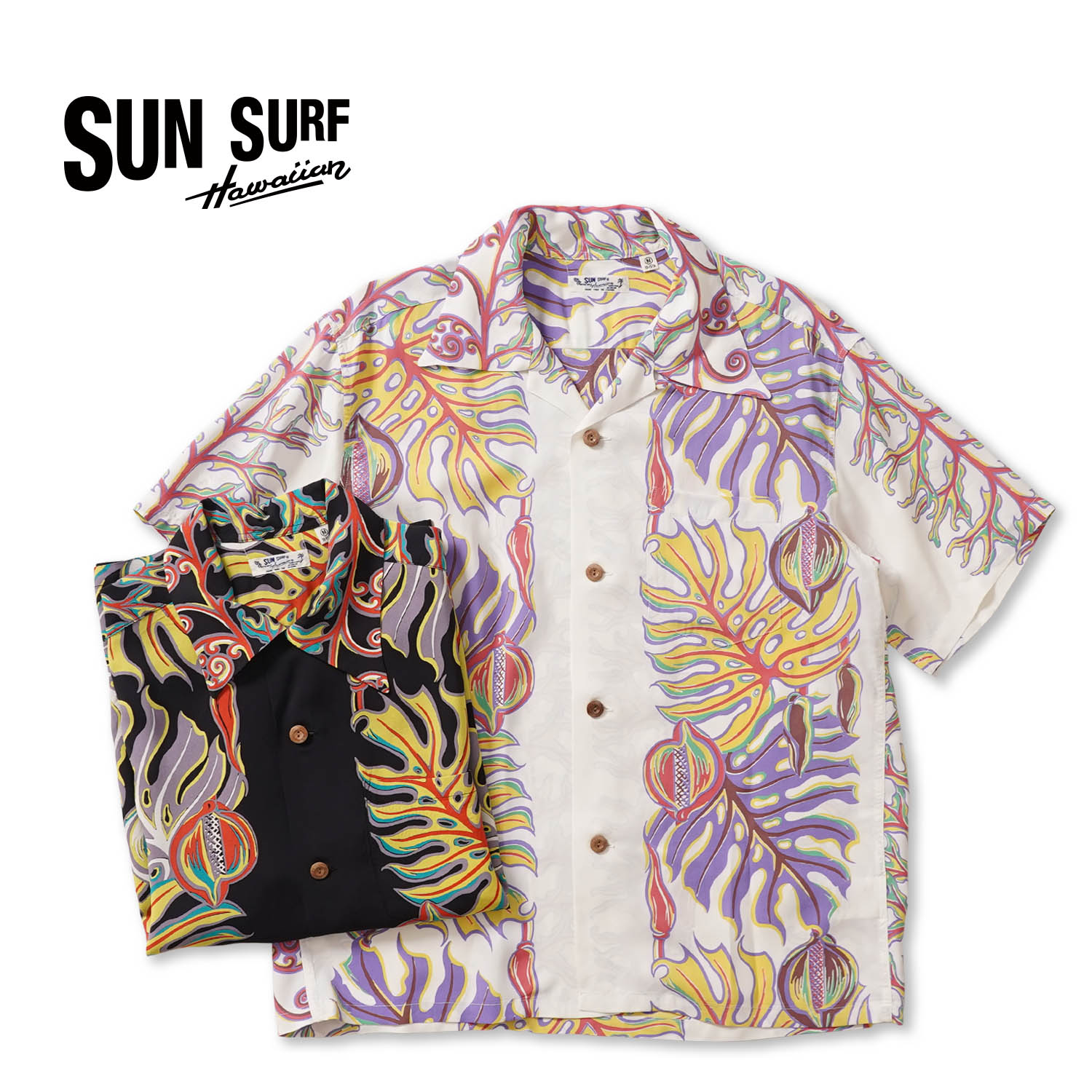 乐天商城 - SUN SURF サンサーフ 半袖 アロハシャツ RAYON HAWAIIAN SHIRT “MONSTERA BORDER”SS39622