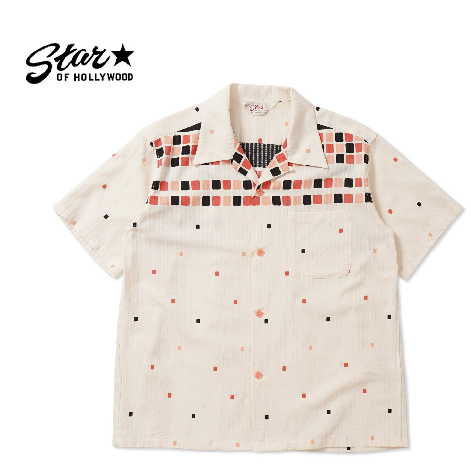 Rakuten - STAR OF HOLLYWOOD スターオブハリウッド半袖 シャツDOBBY COTTON OPEN SHIRT“SQUARE