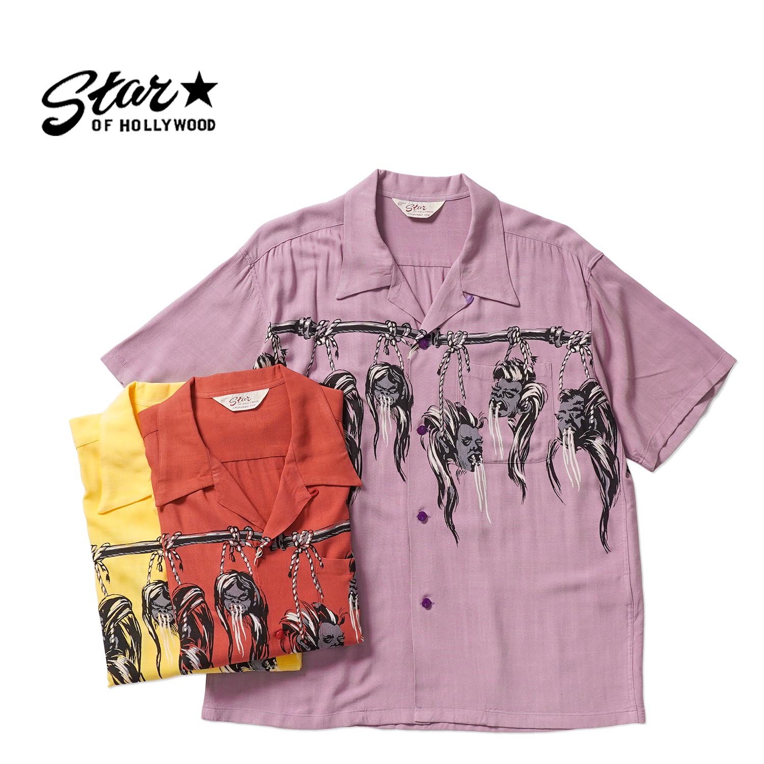 Rakuten - STAR OF HOLLYWOOD スターオブハリウッド 半袖 シャツHOPSACK RAYON OPEN SHIRT “SHRUNKEN HEAD”SH39705