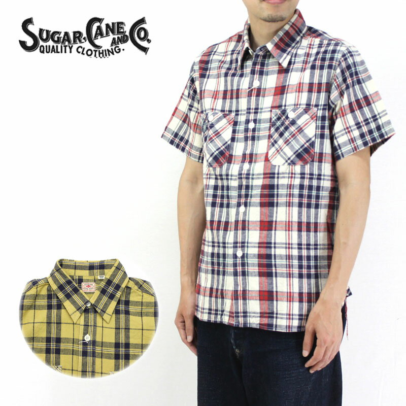 SUGAR CANE 奬 Ⱦµ  MADRAS CHECK S/S WORK SHIRT SC38159 ڥ Υ󥿡ץ饤 ޥɥ饹å ġ10P03Dec16RCP