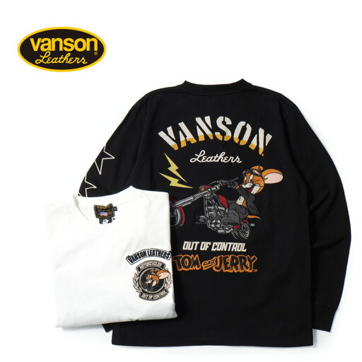 VANSON バンソン 長袖 Tシャツ"TOM&JERRYコラボ 天竺 長袖Tシャツ"TJV-2502 VANSON バンソン 長袖 Tシャツ"TOM&JERRYコラボ 天竺 長袖Tシャツ"TJV-2502