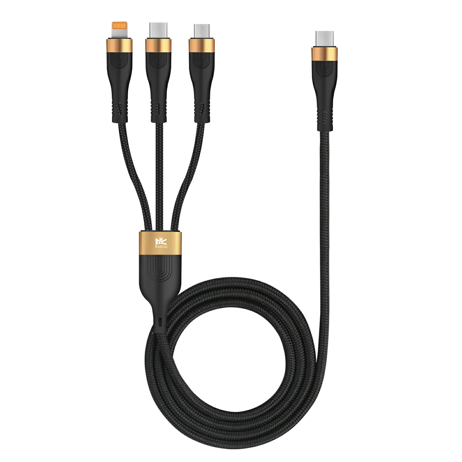 RoiCielʥƥꥺ3in1 USB-C to USB-C/Lightning/Micro 1.5M֥ 3ƱŲǽ USB PD(Power Delivery)б100W/5A® USB3.1 Gen2ɸ 10GbpsǡžUSB-CΤߡ 3ü ɻ ɥ ޥ iPhone¾¿бפ򸫤