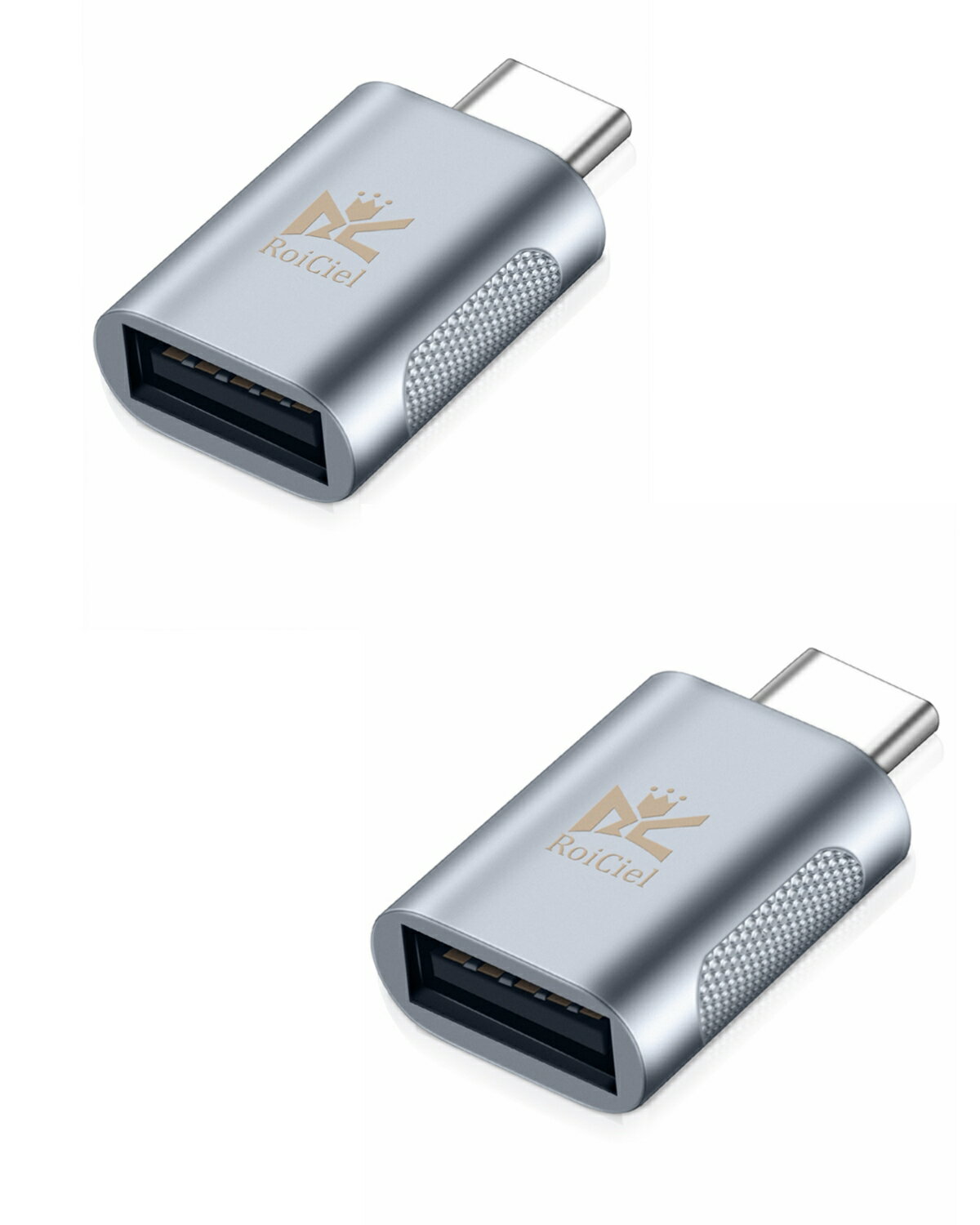 【2個セット】RoiCiel （ディアルズシーリズ）USB A to USB C 変換アダプタ アルミニウム合金製 USB Type C 変換 アダプタ 映像出力 USB 3.1 最大5Gbps 高速データ転送 OTG対応 タイプC 変換コネクタ iMac/iPad Pro/MacBook Pro/MacBook Air その他 USB-C 端末対応