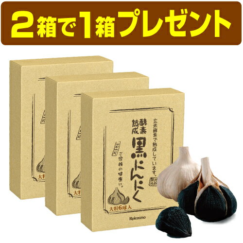 黒にんにく 【2箱で1箱プレゼント】有機 黒にんにく 青森産 黒ニンニク 無添加 抗酸化 免疫力 健康 体力 UP『酵素熟成 黒にんにく 青森県産 大粒 6球入り×2箱で1箱プレゼント』