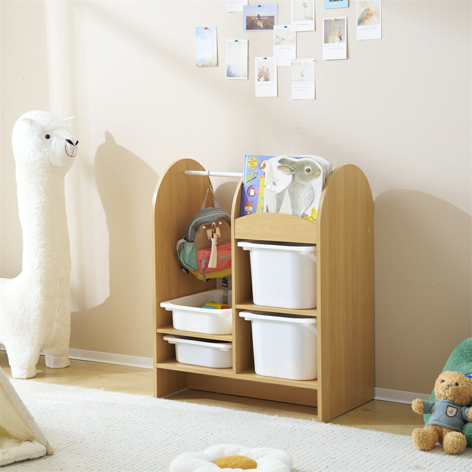 【人気モデルアップグレード】おもちゃ収納ラック 子ども用家具 木製 収納ケース ワイドタイプ 大容量 組立カンタン 絵本棚 絵本ラック こども コンパクト 大容量 おしゃれ 入学 入園 新生活 出産祝い プレゼント [2]