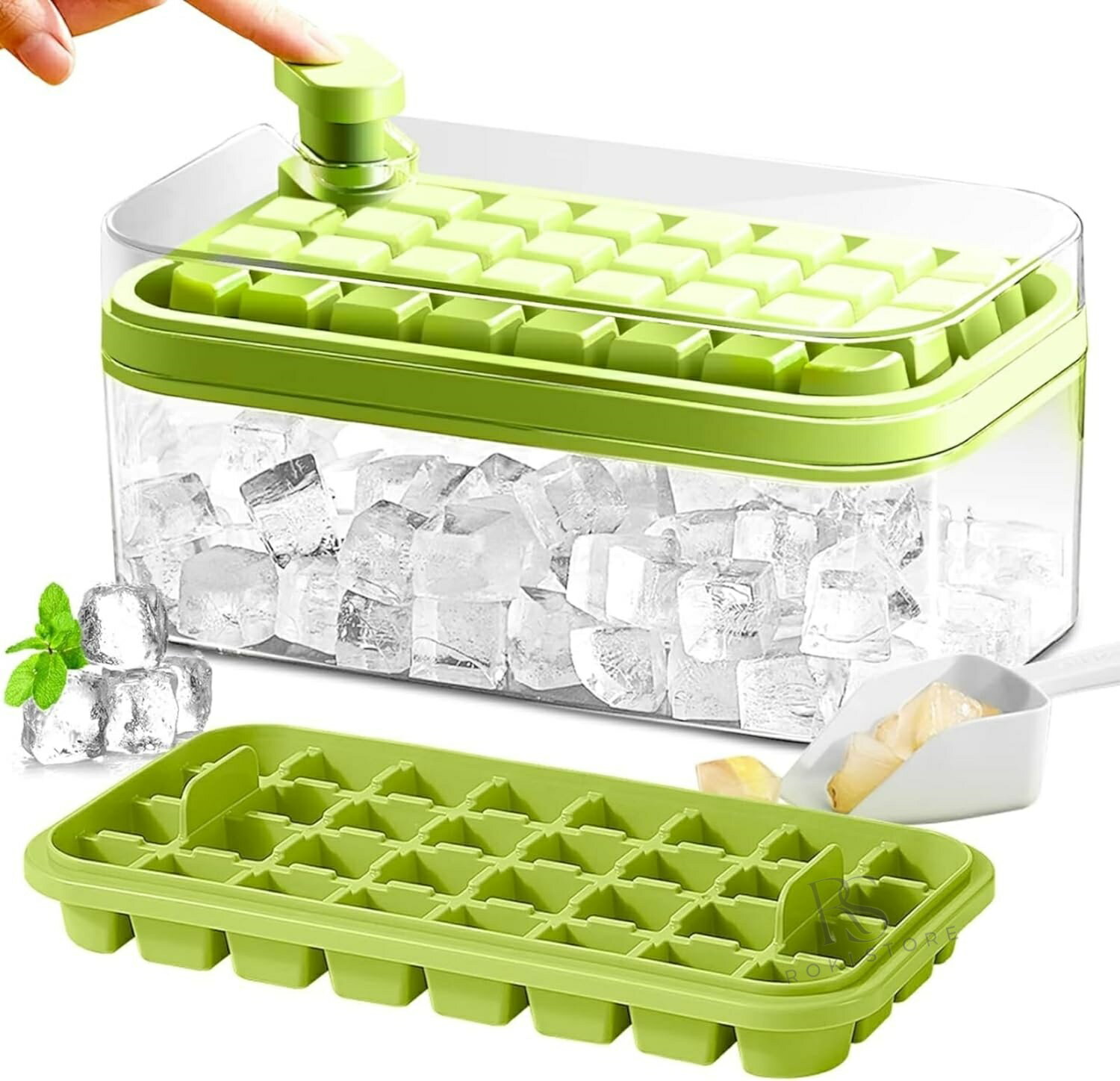 【革新的なデザイン！ボタン一つで取り出す★】 製氷皿 製氷器 製氷機 2段 64個取り 家庭用 大容量 取り出しやすい シリコン 蓋付き 透明 四角氷 小分け 夏休み アイストレー 冷蔵庫 簡単に取り出す 氷 お酒 家飲み ウィスキー 溶けにくい 宅飲み パーティー 晩酌 父の日 2
