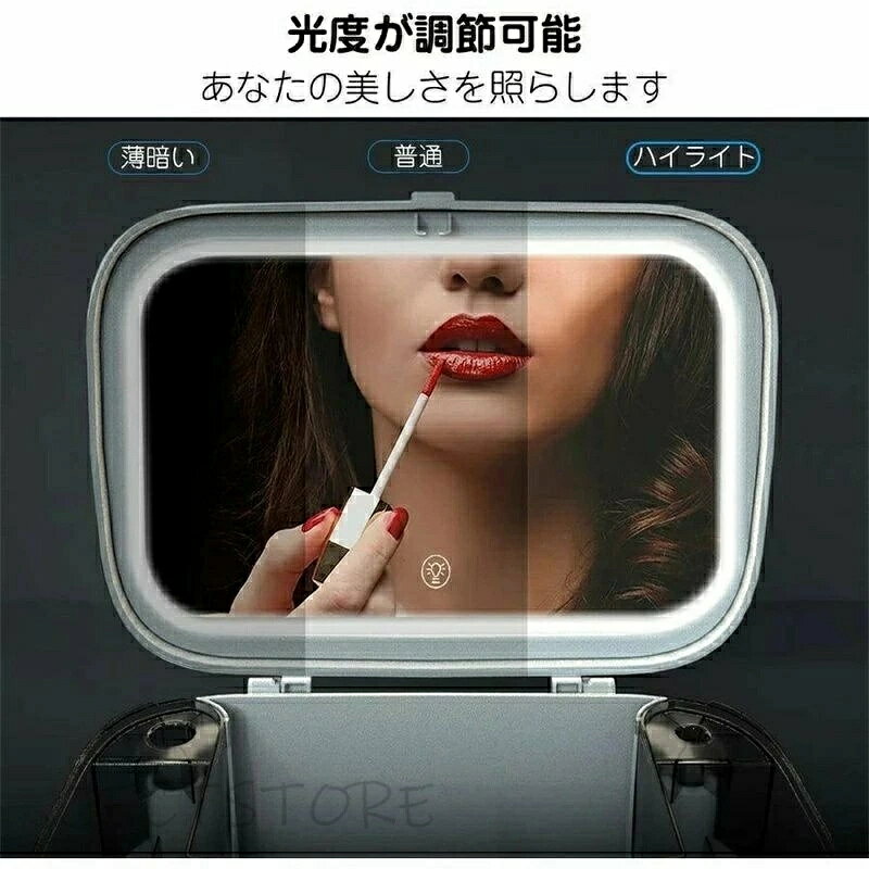 ロキーストアのメイクボックス led鏡付き 化粧品収納ボックス 透明化粧品ケース 大容量 蓋付き 防塵 防水 引き出し付き 浴室 洗面所 整理簡単 小物入れ 多機能 おしゃれ｜アングル2