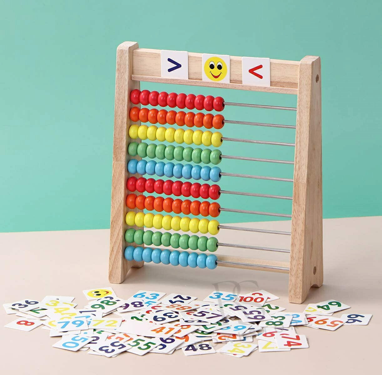 「100玉そろばん＋数字カード」セット 百玉そろばん 子供用 数字 100 算数おもちゃ...