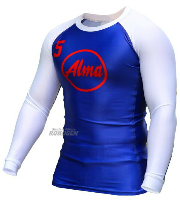 ろくせんの【ALMA・アルマ】ラッシュガード サークル ロングラッシュ KIDS/XS/S/M/L/XL/XXL ネイビー/ホワイト/レッド/グリーン ALRL5 グラップリングウェア ロングスリーブラッシュガード 長袖ラッシュガード アンダーウェア MMA 総合格闘技 ブラジリアン柔術｜アングル3