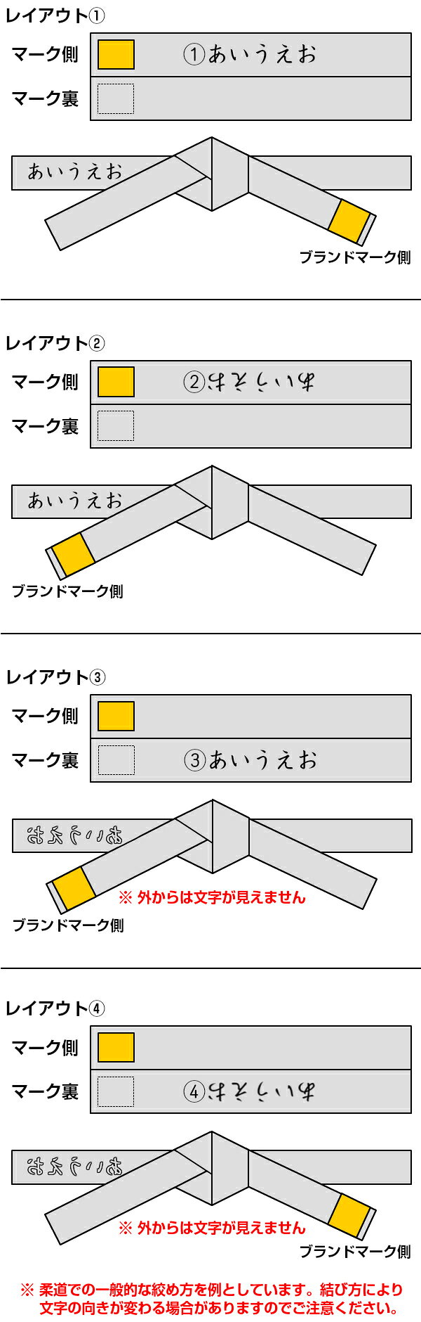 柔道帯・空手帯・合気道帯ネーム刺繍 真ん中刺繍 裏抜けなし先入れ加工 1文字 ※試...