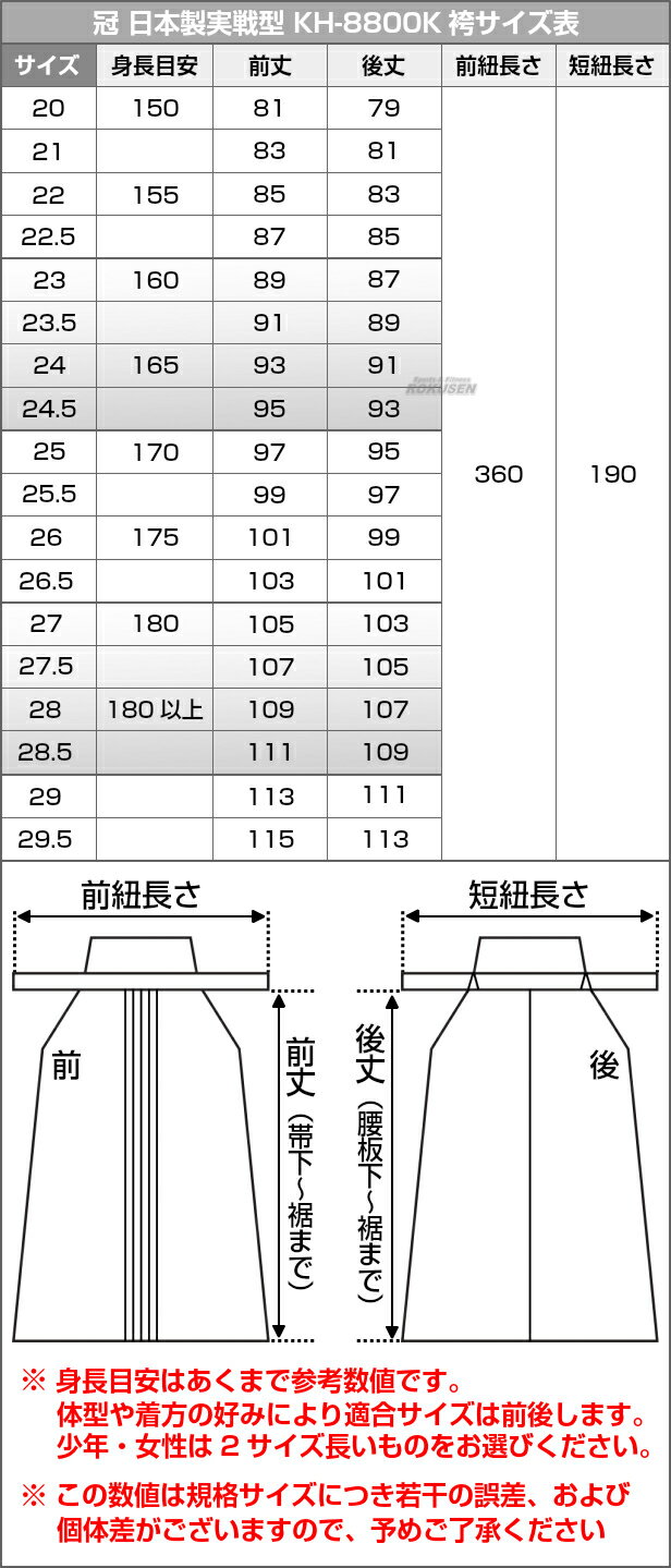 【松勘】剣道袴 冠 日本製実戦型剣道袴 武州正藍染 FIT加工 KH-8800K 袴単品 23号/23.5号/24号/24.5号/25号/25.5号/26号/26.5号/27号/27.5号/28号/29号 剣道着 劍道着 劍道 ネーム刺繍別注対応 MATSUKAN【送料無料】【smtb-k】【ky】 3