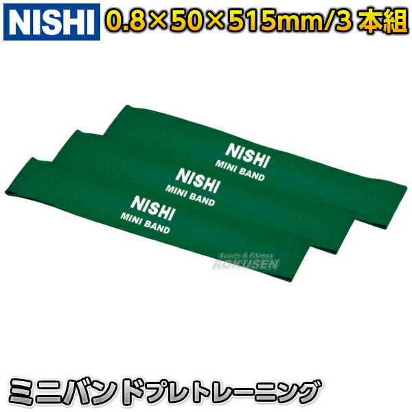 【NISHI ニシ・スポーツ】ミニバンド プレトレーニング（グリーン） 3本組 NT7930F トレーニング用ゴムバンド 筋トレ トレーニングチューブ ゴムチューブのサムネイル