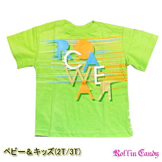 ROCAWEAR(ロカウェア) ベビー＆キッズ用 Tシャツ B系 ヒップホップ HIPHOP トップス 男の子 baby kids 黄緑 グリーン イエローグリーン Bボーイ 2T 3T 2歳 3歳 80cm 90cm 95cm USAインポート商品 ROCA WEAR F124-F125