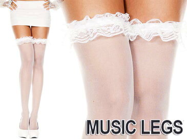 MusicLegs(ミュージックレッグ) ラッフルレーストップ シアーサイハイストッキング/タイツ4107 オーバーニーハイソックス 発表会 レッド ホワイト 赤白レディース パーティー フォーマル コスチューム セレブ ダンス衣装 A406-A407 【メール便OK】