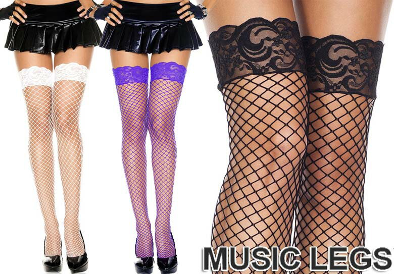 MusicLegs(ミュージックレッグ) レーストップダイヤモンドネットサイハイストッキング/網タイツ ML4931 ブラック ホワイト パープル ニーハイ レディース フォーマル ダンス衣装 ステージ衣装 発表会 ウェディング 結婚式 A416-A418