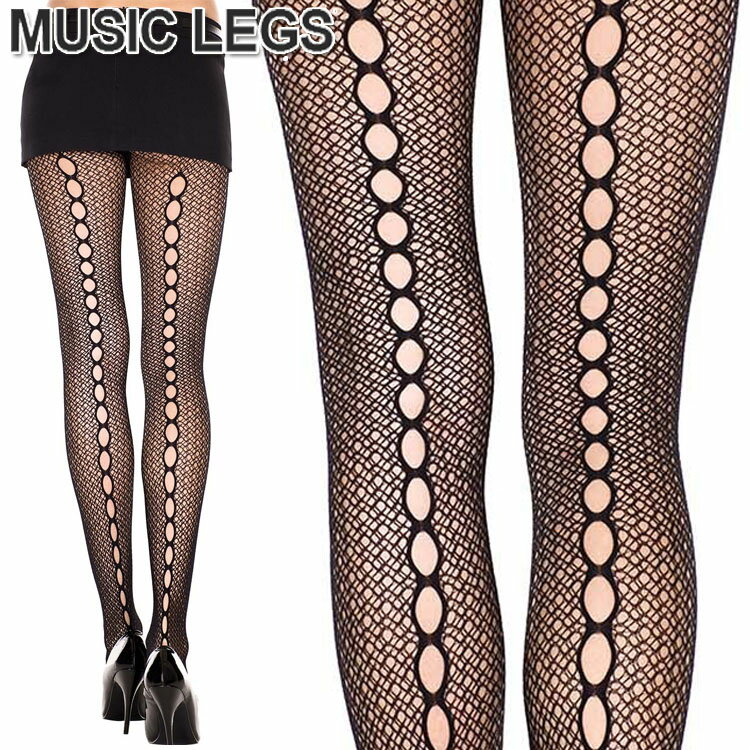 楽天ローリンキャンディーMusicLegs（ミュージックレッグ）キーホール バックシームストッキング/網タイツ 50031 ブラック 黒 ダンス衣装 パーティー パンスト フォーマル 発表会 レディース 社交ダンス ステージ衣装 穴あき 穴開き A570