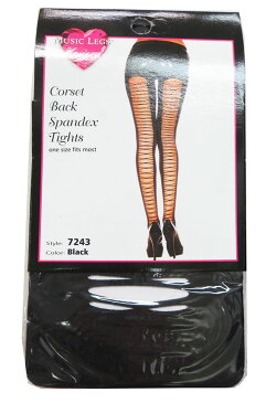 MusicLegs(ミュージックレッグ)バックコルセットオペークタイツ/ストッキング ML7243 黒 ブラック ダンス衣装 編み上げ セクシー ステージ衣装 ヒップホップ ジャズダンス ダンサー 発表会 A574