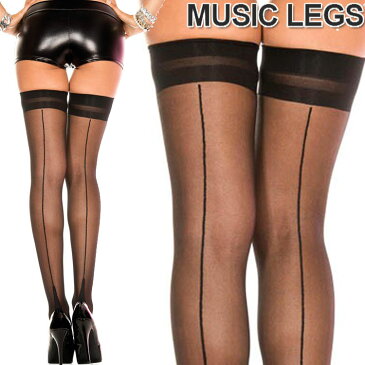 MusicLegs(ミュージックレッグ)キューバンヒールバックシームサイハイストッキング/シアータイツ ML4960 黒 ブラック ダンス衣装 フォーマル レディース 結婚式 ニーハイ オーバーニーソックス A575【メール便OK】