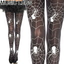 MusicLegs(ミュージックレッグ) 蜘蛛の巣プリントパンティストッキング/タイツ ML37022 スパイダー 黒 ブラック ハロウィン コスプレ コスチューム パンクロック ライブ 個性的 原宿系 ダンス衣装 演劇 ホラー ゾンビ系 レディース A663