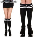 MusicLegs(ミュージックレッグス) 白ライン入りアクリルハイソックス ML5652 ブラック ホワイト チアガール ダンス衣装 靴下 ハロウィン レフリー 黒白 コスプレ コスチューム ハイソ レディース スポーツソックス A873