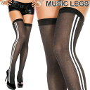 MusicLegs(ミュージックレッグス)サイドライン入りサイハイストッキング/タイツ ML4758 黒 ブラック 白ライン ニーハイ オーバーニーソックス ダンス衣装 レディース A875