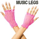 【メール便2点まで270円】MusicLegs(ミュージックレッグス)フリル×フィッシュネットショートグローブ ML438 ネオンピンク 蛍光ピンク 手袋 コスチューム コスプレ ハロウィン ダンス衣装 A1015