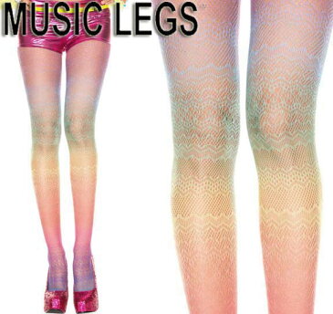 MusicLegs(ミュージックレッグ) レインボーグラデーションレースタイツ/ストッキング 39007 コスプレ ダンサー ダンス衣装 セレブ パーティー レース 結婚式 派手 発表会 DANCE マルチカラー カラフル a19【メール便OK】