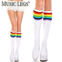 楽天ローリンキャンディーMusicLegs（ミュージックレッグス） レインボーライン入りアクリルハイソックス ML5866 靴下 派手 チアガール コスチューム コスプレ ダンス衣装 レディース A1138 メール便不可