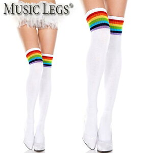 MusicLegs(ミュージックレッグス) レインボーライン入りアクリルサイハイソックス ML4866 ニーハイソックス オーバーニーソックス 靴下 派手 チアガール コスチューム コスプレ ダンス衣装 レディース A1139