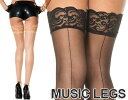 【メール便3点まで270円】MusicLegs(ミュージックレッグス)シリコンレーストップ×バックシームデザイン サイハイストッキング/タイツ ML4150 ブラック ベージュ ニーハイ 滑り止め付き レディース ダンス衣装 インナー ガーター 発表会 フォーマル 大きいサイズ A516-A517