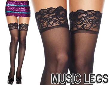 MusicLegs(ミュージックレッグス) シリコンレーストップ サイハイストッキング/タイツ ML4139 ブラック ホワイト 黒 白 ベージュ ニーハイ 滑り止め付き レディース ダンス衣装 インナー ガーター 発表会 フォーマル 大きいサイズ A518-A520【メール便OK】